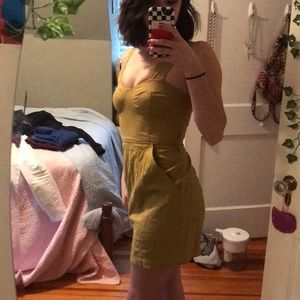Green urban outfitters mini dress w/ pockets